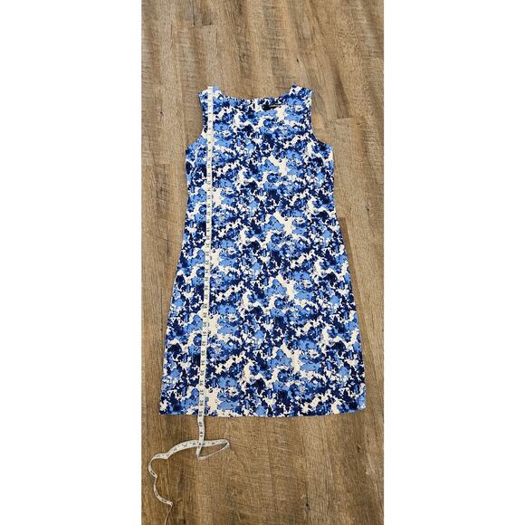 Chadwicks of Boston Sleeveless Sheath Dress Size 10 Blue White Floral Print - Picture 5 of 6